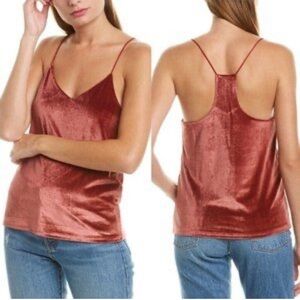 Bishop + Young Velvet Velour Spaghetti Strap Tank in Burgundy Size Medium